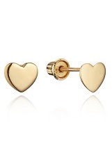 Heart Charm 6mm x 6mm 14k Yellow Gold Stud Earrings Baby Infant Children/'s Studs