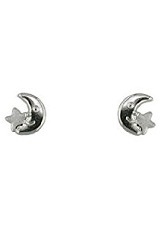 7mm 18Kt Yellow Gold Half Moon with Star Screwback Earrings