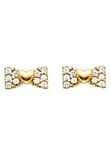 Wellingsale 14K Yellow Gold Polished Color Crystal Butterfly Stud Earrings With Screw Back